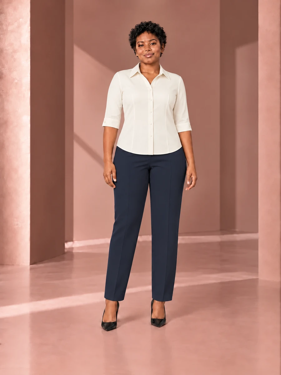 Camisa Trieste Marfil, vista frontal · Mar, referencia M