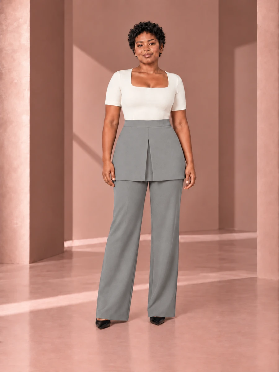 Falda-pantalón mini Belluno Gris piedra · vista frontal · Mar, referencia M