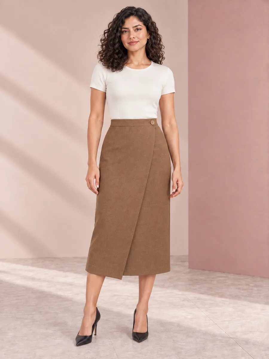 Falda Pisa en camel, editorial Trazo 02