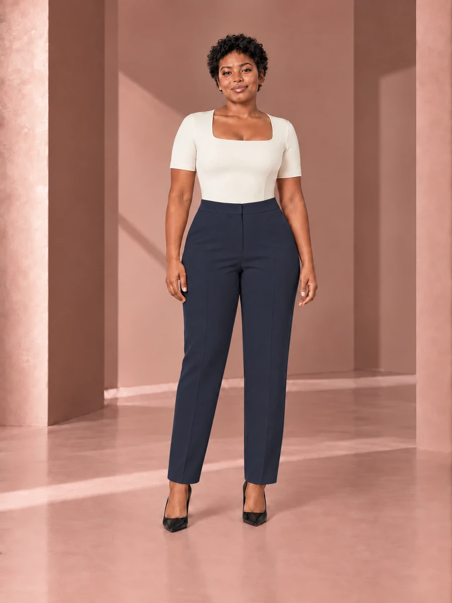 Pantalón Milano · Marino liso · vista frontal · Mar, referencia M